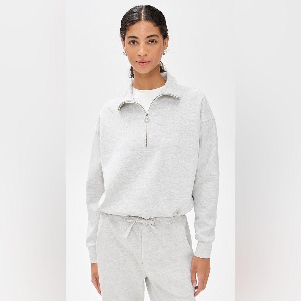 Sweaty Betty Sand Wash Gray Funnel Neck Half-Zip